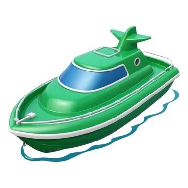 green plastic toy boat sticker