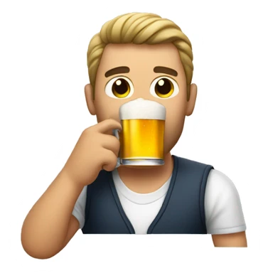 Man drinking a beer with a cigarette sticker