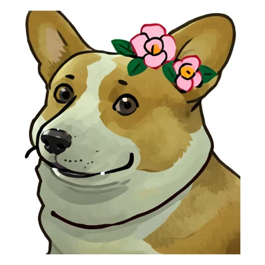 Corgi con un moño de rosa en la cabeza  sticker