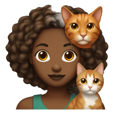 Black lady with locs one side black and the other auburn orange holding a tan cat sticker