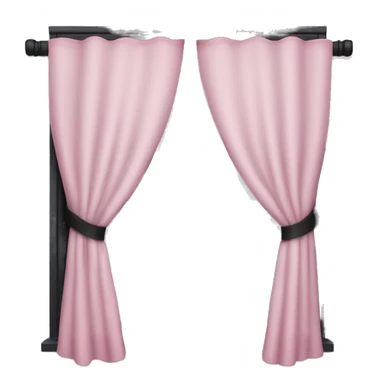 Window with pastel pink curtains, black window frame, it’s snowing outside sticker
