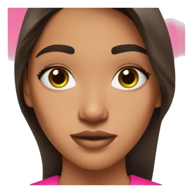 hispanic pretty girl with brown hair and light  pale skin in hot pink v neck shirt coquette aesthetic  sticker