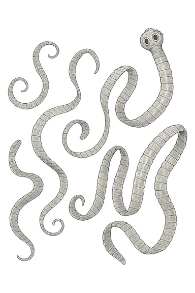 parassiti come la tenia fluttuano in aria sticker