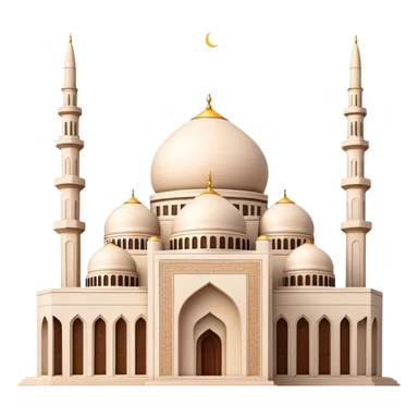 Cinematic Realistic Mohammad Al-Amin Mosque Landmark Emoji, showcasing the intricate architecture of the mosque rendered with rich textures and majestic, soft lighting. sticker