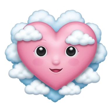 pink heart with clouds sticker