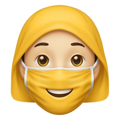 Face covering smiling yellow circle sticker