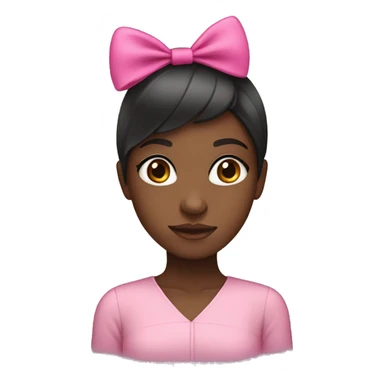 Black girl with straight hair and pink bow sticker