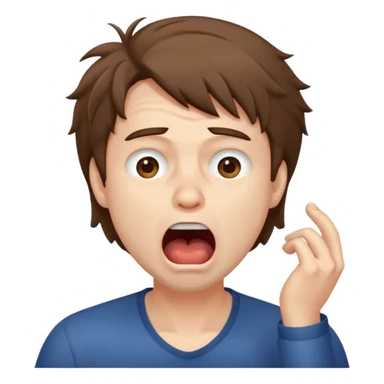 Weak man with disheveled hair yawning sticker