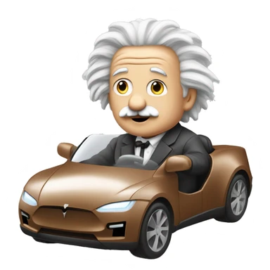 Einstein driving Tesla ￼ sticker