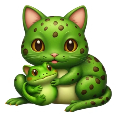 Cat kissing frog sticker