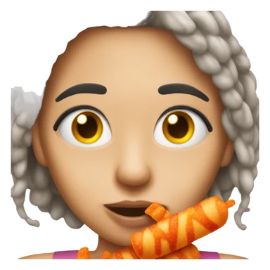 emoji with eyelashes and long nails eating hot cheetos sticker