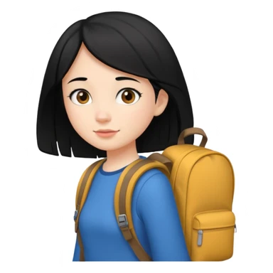 girl with black hair leaving home sticker