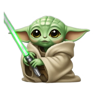 Baby yoda with lightsaber sticker