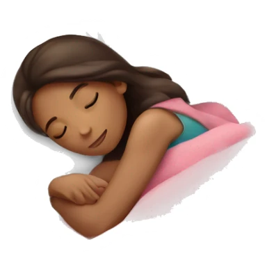 Brunette girl sleeping on side with pink blanket sticker