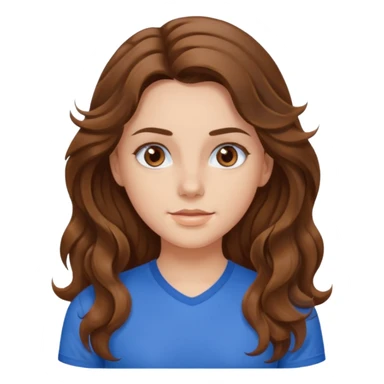 brown hair, hazel eyes, blue athletic shirt, wavy long hair pretty girl sticker