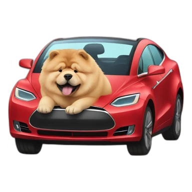 chow chow in a tesla car sticker