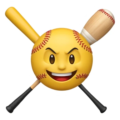 I want a emoji of a emoji with a evil smile throwing a baseball very hard sticker