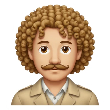 a person with curly hair and mustach sticker