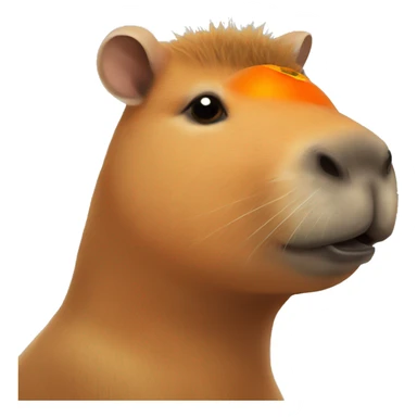 Capybara with an orange on its head sticker