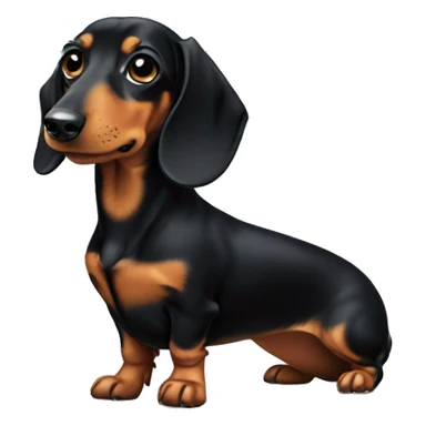 Black and tan dachshund with a short nose with a  patch of white on the chest, bombastic side eye, long hair  sticker
