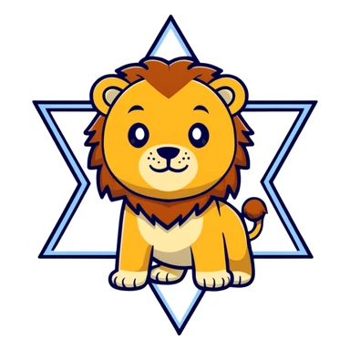 Star of David with a lion inside sticker