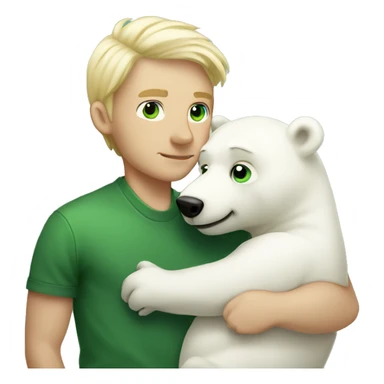 Blonde man with green eyes and no facial hair kissing a polar bear sticker