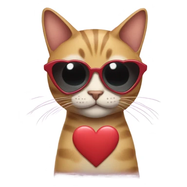 Cat with heart shaped sunglasses sticker