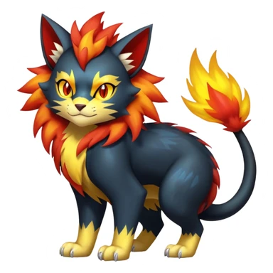 Shiny Exotic Luxray-Torracat-Pyroar-Fakémon-hybrid-creature (full body)  sticker