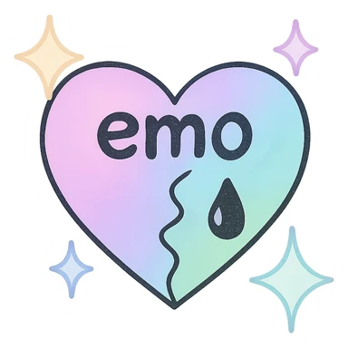 emo heart with sparkles, pastel colors sticker