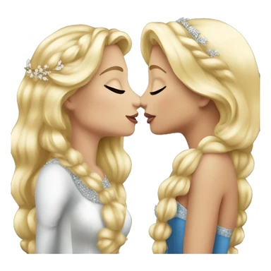 2 women princesses couple blonde kiss sticker
