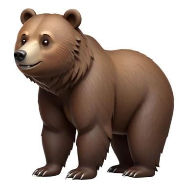 cinematic-[grizzly bear]-realistic-full-body-standing on all fours-emoji,-tail-tucked-close,-head-tilted-dramatically,-thick-[dark brown]-fur,-simplified-yet-realistic-focused-features,-highly-detailed,-glowing-with-an-almost-sarcastic-glow sticker
