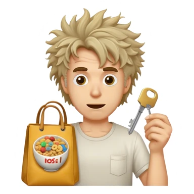 Crazy guy with key and bag of cereal sticker