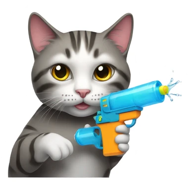 cat with water gun sticker