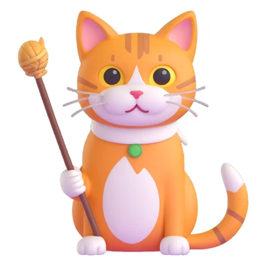 cat with a stick sticker