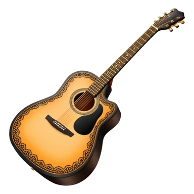 acoustic sunrise color guitar with black lacy-details sticker