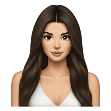 brunette Kendall Jenner with long hair with iPad sticker