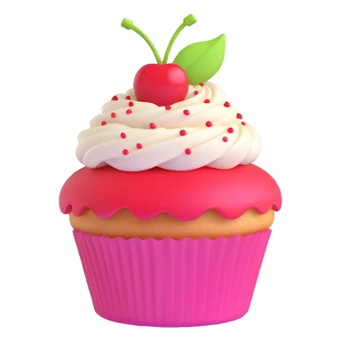 cupcake with a cherry on top and cheerful look sticker