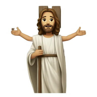 Jesus holding a cross sticker