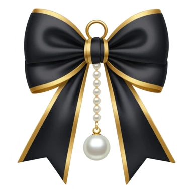 Black bow with golden outer line and hanging pearl  sticker