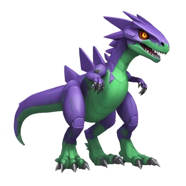  Cool Edgy Purple Green Digimon-Fakemon-Guilmon-Velociraptor-Dragon-Mecha full body sticker