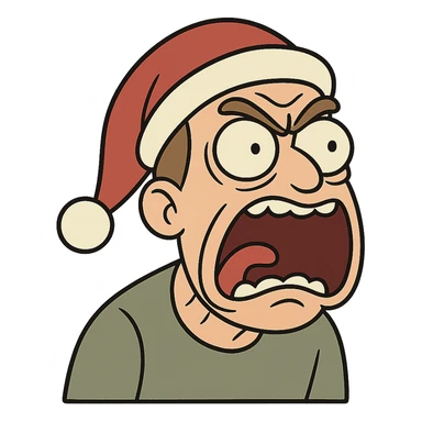 screaming face wearing a Santa hat sticker