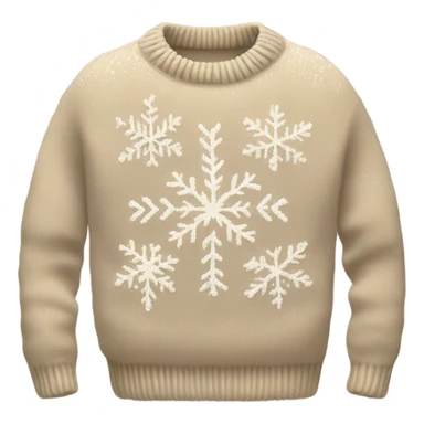 cozy knitted beige sweater with a snowflake design sticker