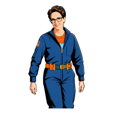 Rachel maddow in handcuffs  behind her back with an orange jumpsuit look more reali sticker
