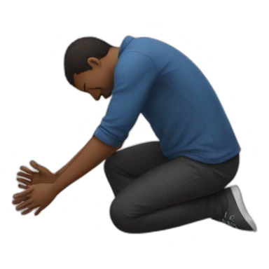 man prostrates himself asking for help sticker