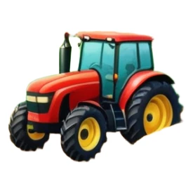 colorful rural landscape, inspired by farming simulators like Farming Simulator 22. The design shows fields, tractors, and barns, with vibrant crops and animals in the background. The peaceful farming scene symbolizes the immersive experience of managing a farm, with a transparent background sticker