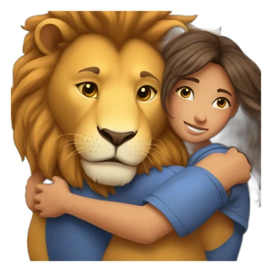 Big lion hugging a girl  sticker
