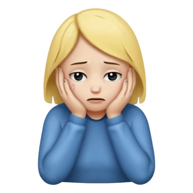 depressed emoji, head in hands, gloomy, small tears sticker