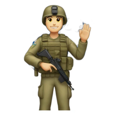 Israeli solider wave israel flag sticker