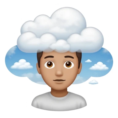 zoned out face with clouds floating around its head as if you are spaced out sticker