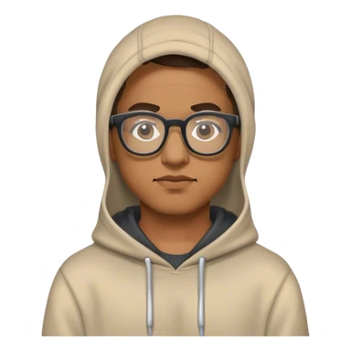 Man wearing hoodie and glasses sticker
